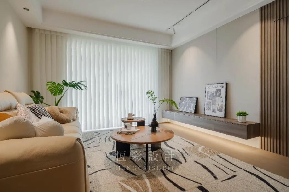 杭州四口之家房子装修，120平米日式风格三室两厅装修效果图